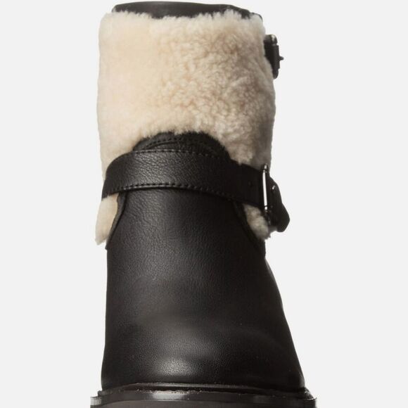 Coach Gabriella Boot 8 Black Natural Leather/Shearling Ankle Boots Sz 7.5 37.5 - Picture 4 of 11